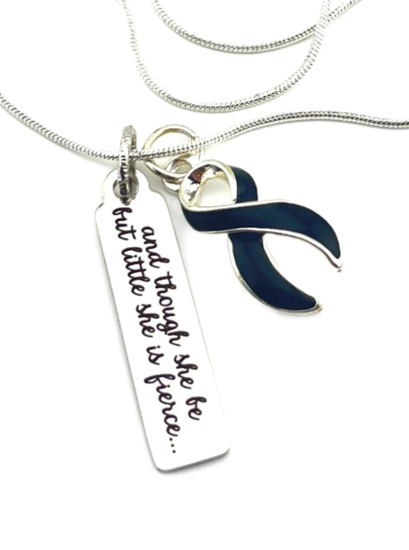 Black Ribbon Necklace - And Though She Be But Little, She is Fierce