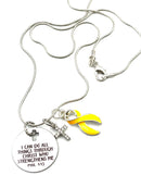 Gold Ribbon Necklace - I Can Do All Things Through Christ Who Strengthens Me