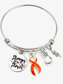 Orange Ribbon Charm Bracelet - Stronger Than The Storm