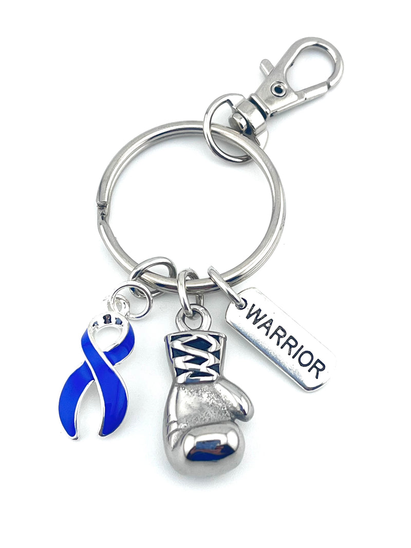 Periwinkle Ribbon Boxing Glove Keychain