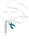 Teal Ribbon Necklace - and Though She Be But Little, She is Fierce - Rock Your Cause Jewelry