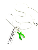 Lime Green Ribbon Necklace - and Though She Be But Little, She Is Fierce - Rock Your Cause Jewelry