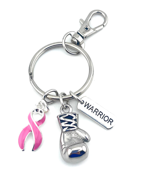 Pink Ribbon Boxing Glove / Warrior Keychain