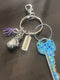 Violet Dark Purple Ribbon Key Chain - Boxing Glove Warrior Keychain