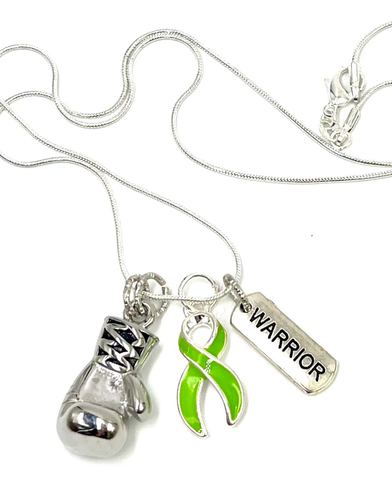 Lime Green Ribbon Boxing Glove Necklace - Rock Your Cause Jewelry