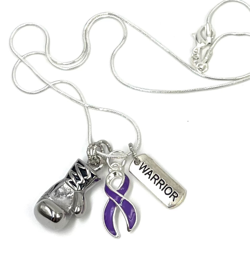 Purple Ribbon Boxing Glove Necklace - Rock Your Cause Jewelry