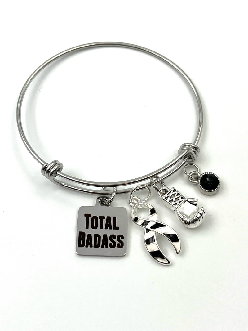 Zebra Ribbon Total Badass Charm Bracelet
