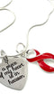 Red Ribbon Memorial / Sympathy Necklace - A Piece Of My Heart Is In Heaven