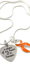Orange Ribbon Memorial, Sympathy Necklace - A Piece of my Heart is in Heaven