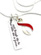 Red & White Ribbon Necklace - and Though She Be But Little, She Is Fierce - Rock Your Cause Jewelry