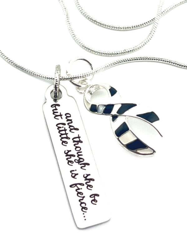 Zebra Ribbon Necklace - And Though She Be but Little, She is Fierce