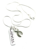 Gray (Grey) Ribbon Necklace - And Though She Be But Little, She Is Fierce - Rock Your Cause Jewelry