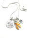 Peach Ribbon Necklace - She Believed She Could So She Did / Initial Necklace