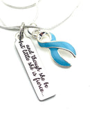 Light Blue Ribbon Necklace - and Though She Be But Little, She is Fierce
