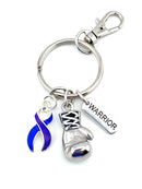 Blue & Purple Ribbon - Boxing Glove Keychain / Encouragement Gift