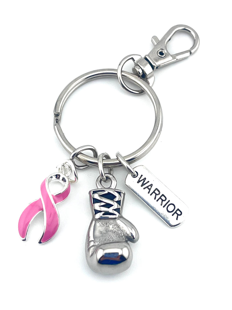 Pink Ribbon Boxing Glove / Warrior Keychain