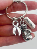 Peach Ribbon Boxing Glove Keychain / Endometrial - Uterine Cancer Survivor, Awareness Gift