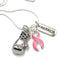 Pink Ribbon Boxing Glove Necklace - Breast Cancer Warrior Gift - Rock Your Cause Jewelry