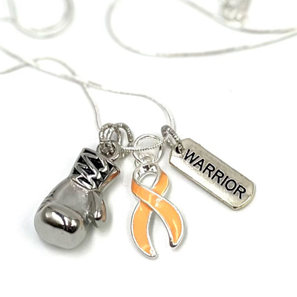 Peach Ribbon Boxing Glove / Warrior Necklace