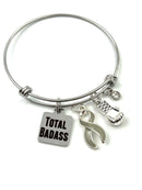 Gray (Grey) Ribbon Total Badass Charm Bracelet