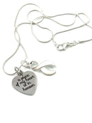 White Ribbon Sympathy Necklace - A Piece of my Heart is in Heaven