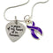 Purple Ribbon Sympathy Necklace / A Piece of My Heart Heaven - Memorial Gift