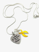 Gold Ribbon - A Piece of my Heart is in Heaven Rememberance Necklace - Rock Your Cause Jewelry