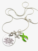 Lime Green Ribbon Necklace  - I Can Do All Things Through Christ Who Strengthens Me