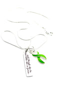 Lime Green Ribbon Necklace - and Though She Be But Little, She Is Fierce - Rock Your Cause Jewelry