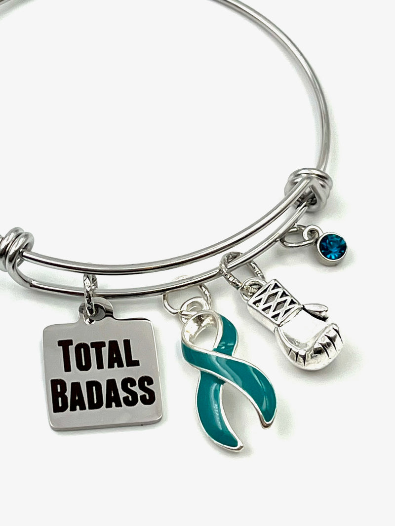 Teal Ribbon Total Badass Charm Bracelet