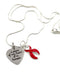Red Ribbon Memorial / Sympathy Necklace - A Piece Of My Heart Is In Heaven