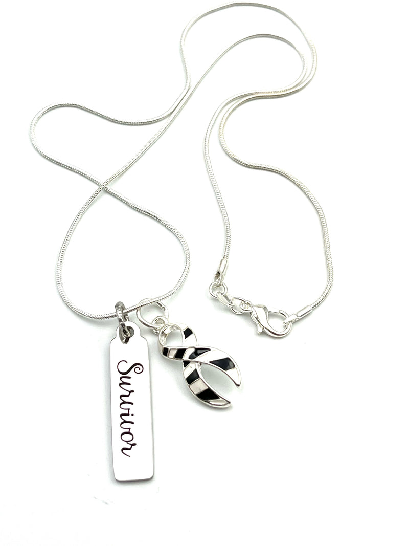 Zebra Ribbon Survivor Necklace