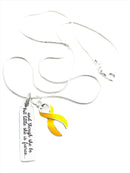 Gold Ribbon Necklace - and Though She Be But Little, She Is Fierce