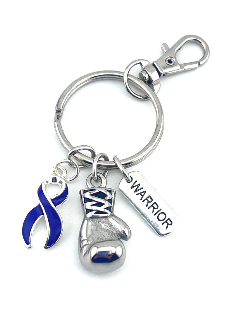 Violet Dark Purple Ribbon Key Chain - Boxing Glove Warrior Keychain