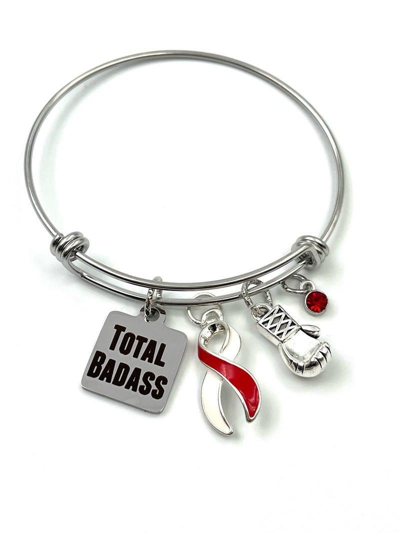 Red & White Ribbon Total Badass Charm Bracelet