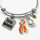 Orange Ribbon Total Badass Charm Bracelet - Rock Your Cause Jewelry