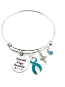 Teal Ribbon Charm Bracelet - Let Your Faith be Bigger than Your Fear