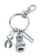 Gray (Grey) Ribbon Keychain - Boxing Glove / Warrior Key Chain