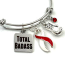 Red & White Ribbon Total Badass Charm Bracelet