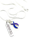 Blue & Purple Ribbon - and Though She be but Little, She is Fierce Necklace - Rock Your Cause Jewelry