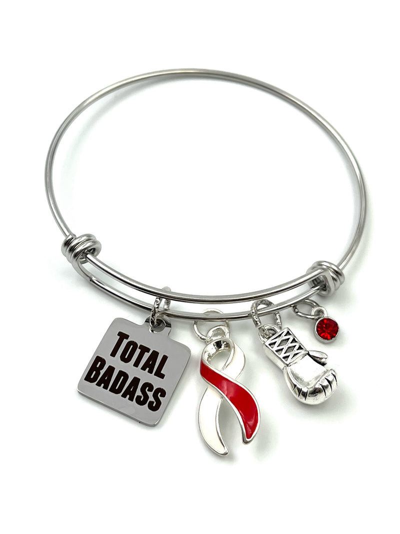 Red & White Ribbon Total Badass Charm Bracelet