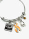 Peach Ribbon Charm Bracelet – Total Badass / Boxing Glove Bracelet - Uterine Cancer Survivor