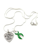 Green Ribbon Sympathy / Memorial Necklace - A Piece of My Heart is in Heaven - Rock Your Cause Jewelry