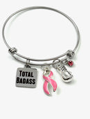 Pink Ribbon Total Badass Charm Bracelet