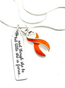 Orange Ribbon Necklace - And Though She Be But Little, She Is Fierce - Rock Your Cause Jewelry