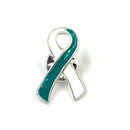 Teal and White Ribbon / Lapel Hat Pin / Cervical Cancer Survivor Awareness - Rock Your Cause Jewelry