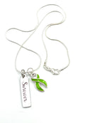 Lime Green Ribbon Survivor Necklace