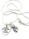 ALS / Blue & White Striped Ribbon Memorial Necklace - A Piece of my Heart is in Heaven Sympathy / Memorial Gift