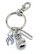 ALS / Blue & White Striped Ribbon Boxing Glove - Warrior Keychain