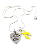 Yellow Ribbon Sympathy Necklace - A Piece of My Heart is in Heaven - Rock Your Cause Jewelry